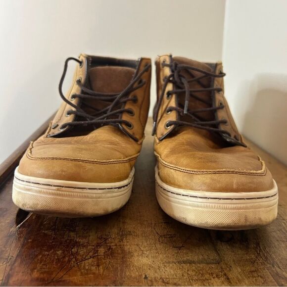 Bullboxer High Top Tan Leather Lace Up Shoes Men's 11 Some Stains & Wear see pix - Picture 9 of 11